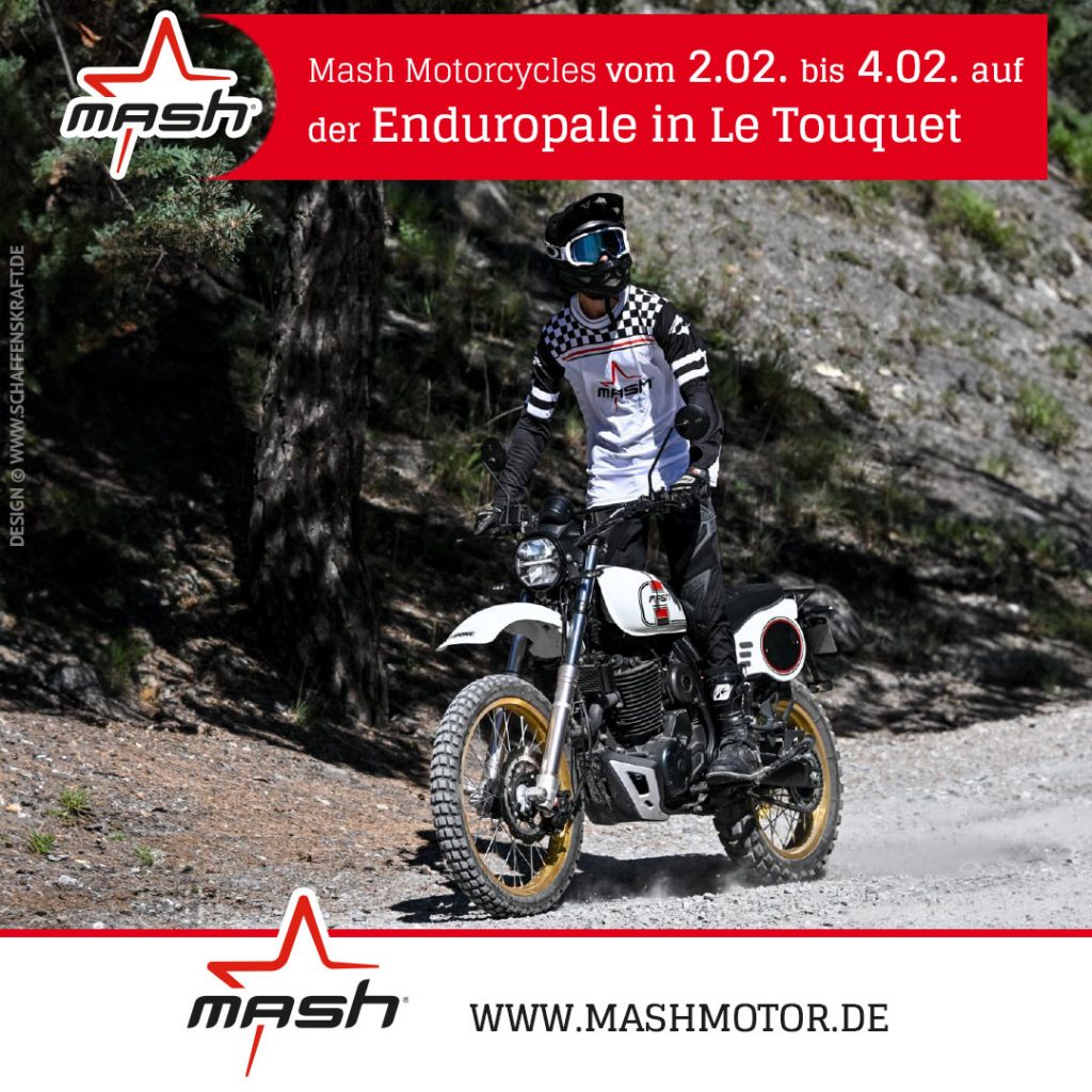 Mash Motorcycles wird vom 2. bis 4. Februar 2024 auf der Enduropale in Le Touquet vertreten sein